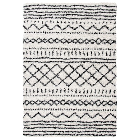 Safavieh Arizona Shag Power Loomed Rectangle Area Rug; Ivory & Black - 4 x 6 ft. ASG741Z-4